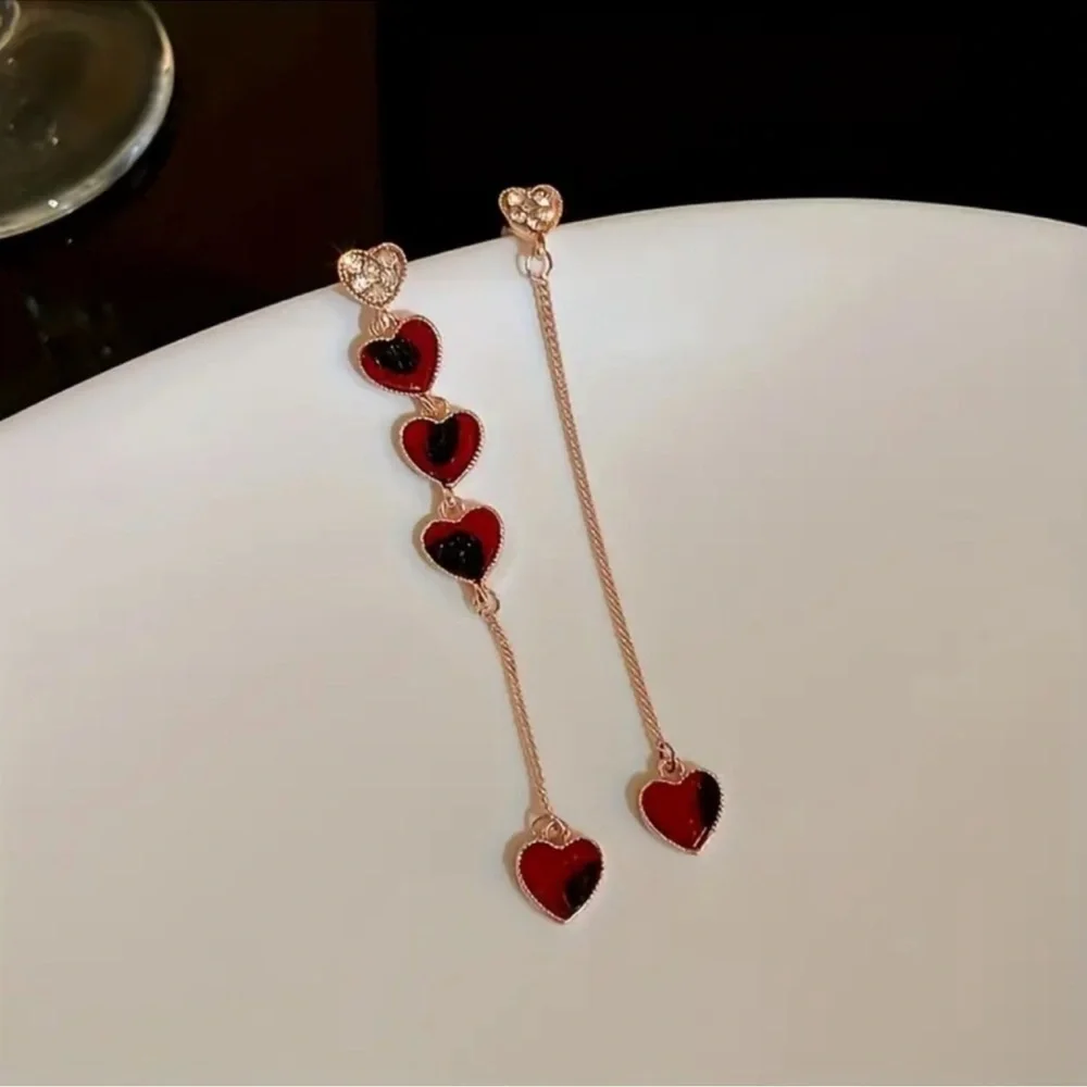 Vintage Heart Chain Earrings ❤️ 925 Silver Posts | Holiday Gift for Her